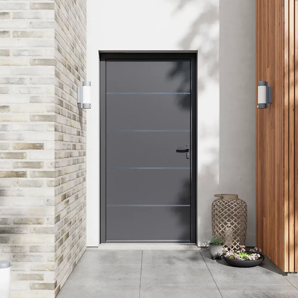 Fortia Porte D'Entrée<Porte d'entrée alu gris RAL 7021 Cecina 96 x h.218 cm poussant gauche