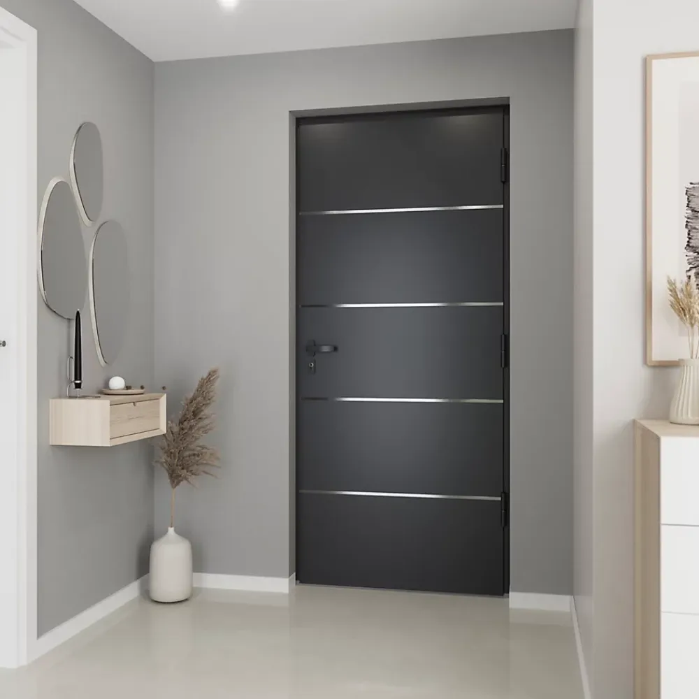 Fortia Porte D'Entrée<Porte d'entrée alu gris RAL 7021 Cecina 96 x h.218 cm poussant gauche