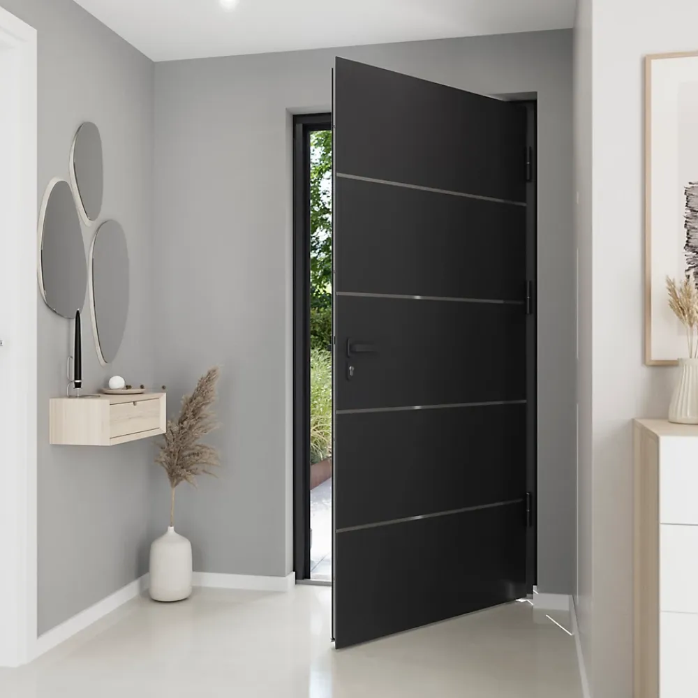 Fortia Porte D'Entrée<Porte d'entrée alu gris RAL 7021 Cecina 96 x h.218 cm poussant gauche
