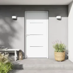 Fortia Porte D'Entrée<Porte d'entrée alu Leme blanc RAL 9003 96 x h.218 cm poussant droit