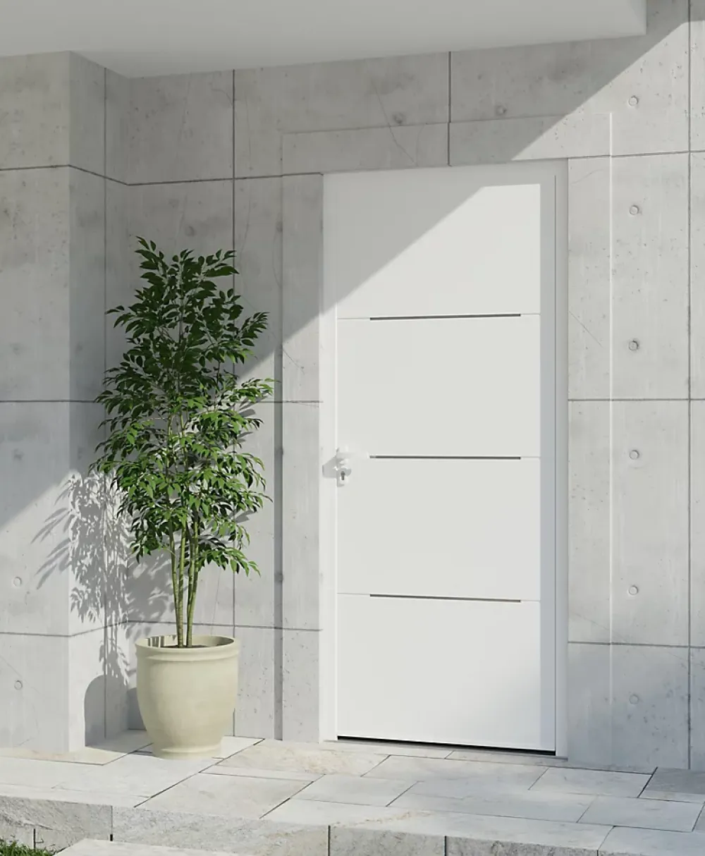 Fortia Porte D'Entrée<Porte d'entrée alu Leme blanc RAL 9003 96 x h.218 cm poussant droit