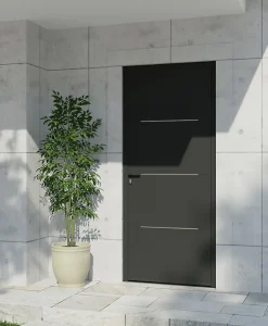 Fortia Porte D'Entrée<Porte d'entrée alu Leme gris RAL 7021 96 x h.218 cm poussant droit