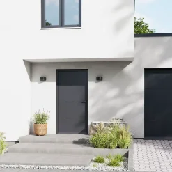 Fortia Porte D'Entrée<Porte d'entrée alu Leme gris RAL 7021 96 x h.218 cm poussant droit
