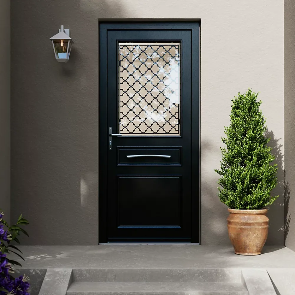Fortia Porte d'entrée bois Bolata 98 x h.218 cm poussant droit- Porte D'Entrée