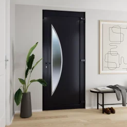 Fortia Porte d'entrée pvc anthracite RAL 7016 Hermoso 96 x h.218 cm poussant gauche- Porte D'Entrée