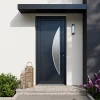 Fortia Porte d'entrée pvc anthracite RAL 7016 Hermoso 96 x h.218 cm poussant droit- Porte D'Entrée