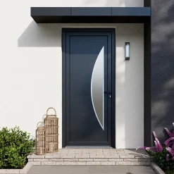 Fortia Porte d'entrée pvc anthracite RAL 7016 Hermoso 96 x h.218 cm poussant droit- Porte D'Entrée