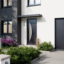 Fortia Porte d'entrée pvc anthracite RAL 7016 Hermoso 96 x h.218 cm poussant droit- Porte D'Entrée