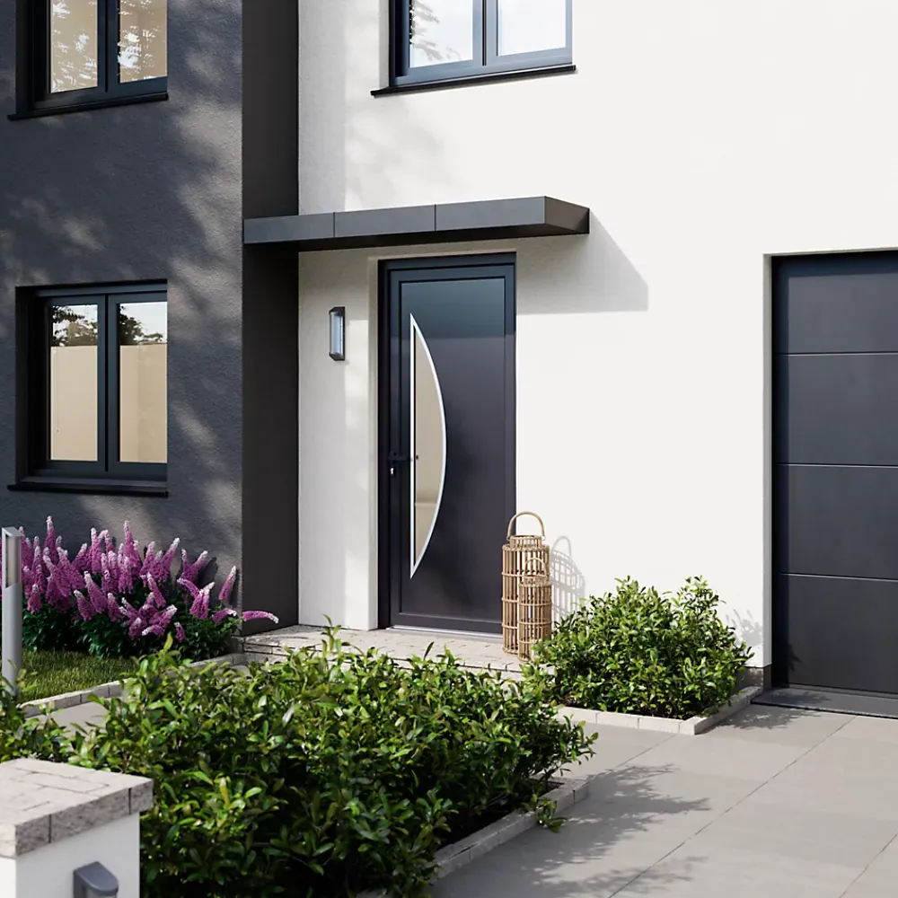 Fortia Porte d'entrée pvc anthracite RAL 7016 Hermoso 96 x h.218 cm poussant droit- Porte D'Entrée