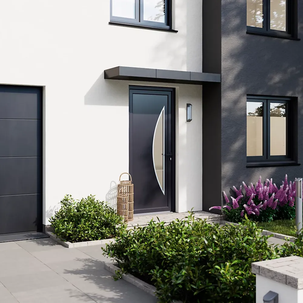 Fortia Porte d'entrée pvc anthracite RAL 7016 Hermoso 96 x h.218 cm poussant droit- Porte D'Entrée