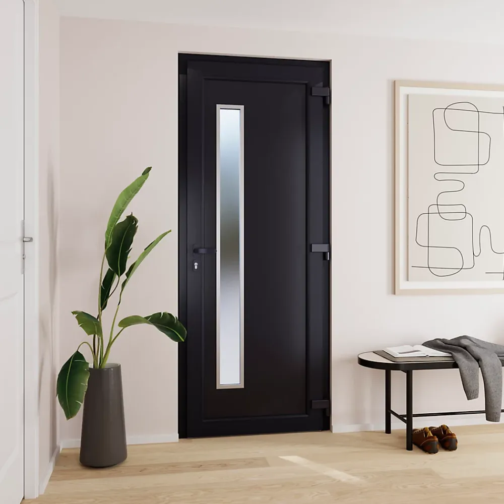 Fortia Porte D'Entrée<Porte d'entrée pvc anthracite RAL 7016 Gatteo 96 x h.218 cm poussant gauche