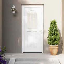 Fortia Porte d'entrée pvc blanc RAL 9003 Ameglia 97 x h.219 cm poussant gauche- Porte D'Entrée