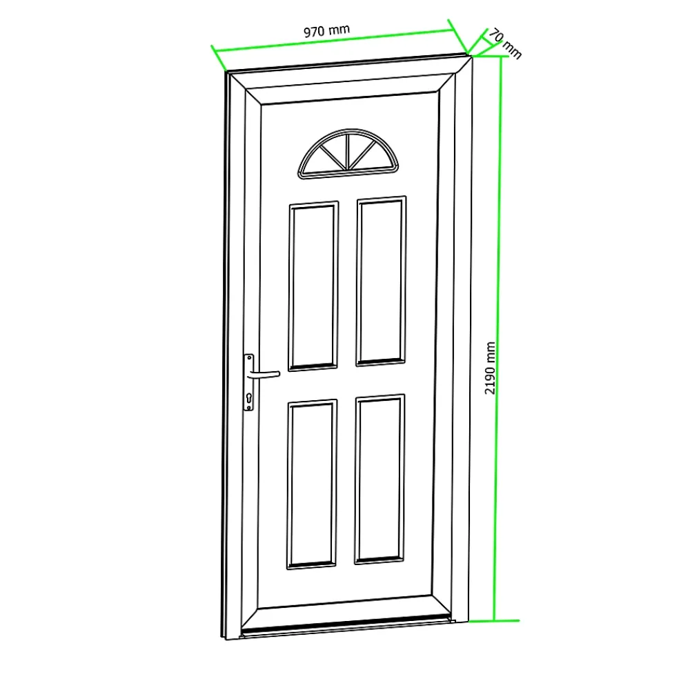 Fortia Porte D'Entrée<Porte d'entrée pvc blanc RAL 9003 Lorne 97 x h.219 cm poussant droit