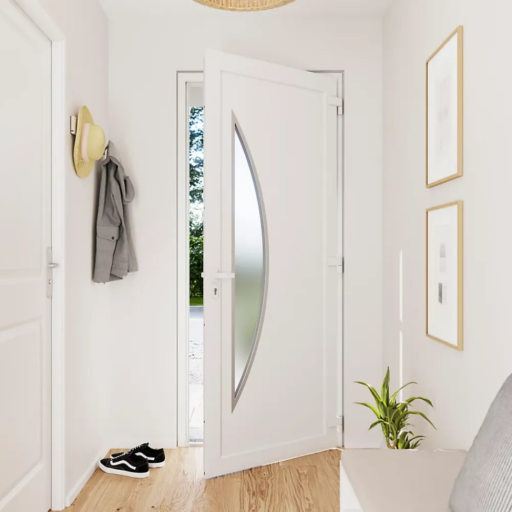 Fortia Porte D'Entrée<Porte d'entrée pvc blanc RAL 9003 Hermoso 96 x h.218 cm poussant gauche