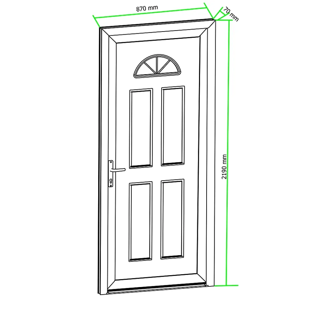 Fortia Porte D'Entrée<Porte d'entrée pvc blanc RAL 9003 Lorne 87 x h.219 cm poussant droit