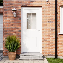 Fortia Porte d'entrée pvc blanc RAL 9003 Mindil 97 x h.219 cm poussant gauche- Porte D'Entrée