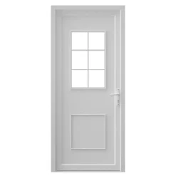 Fortia Porte d'entrée pvc blanc RAL 9003 Mindil 97 x h.219 cm poussant gauche- Porte D'Entrée