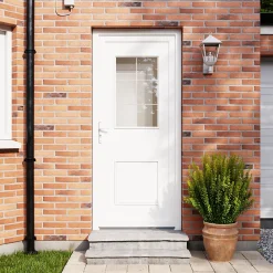 Fortia Porte d'entrée pvc blanc RAL 9003 Mindil 97 x h.219 cm poussant gauche- Porte D'Entrée