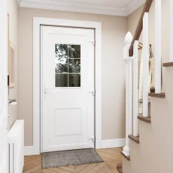 Fortia Porte d'entrée pvc blanc RAL 9003 Mindil 97 x h.219 cm poussant gauche- Porte D'Entrée