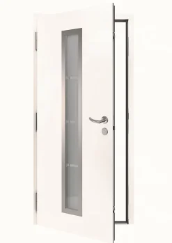 Hormann Porte d'entrée Hörmann acier galvanisé l.90 x h.215 cm poussant droit THP700B blanc ral 9016- Porte D'Entrée