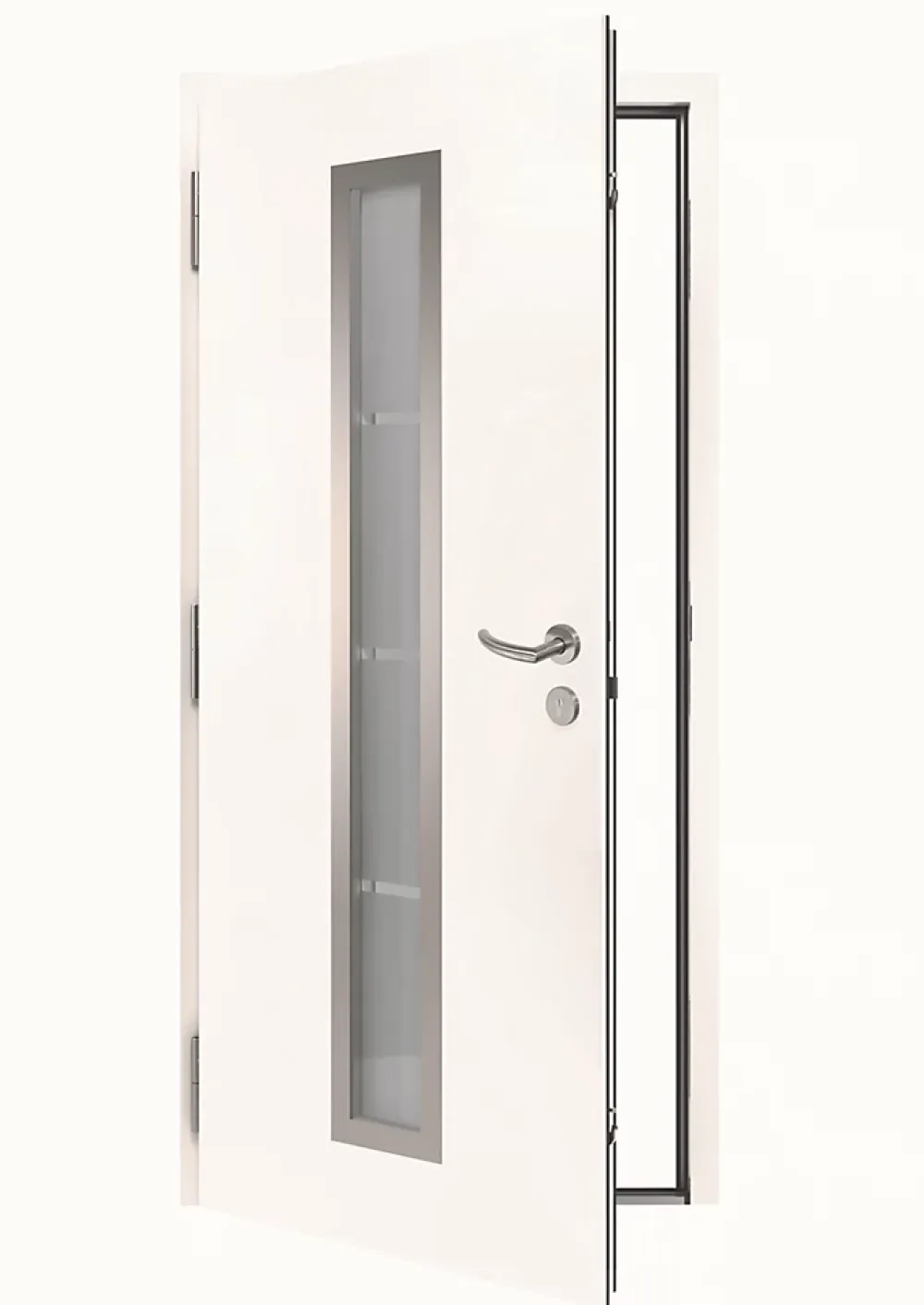 Hormann Porte d'entrée Hörmann acier galvanisé l.90 x h.215 cm poussant droit THP700B blanc ral 9016- Porte D'Entrée