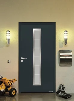 Hormann Porte d'entrée Hörmann acier galvanisé l.90 x h.215 cm poussant droit THP700B gris anthracite ral 7016- Porte D'Entrée