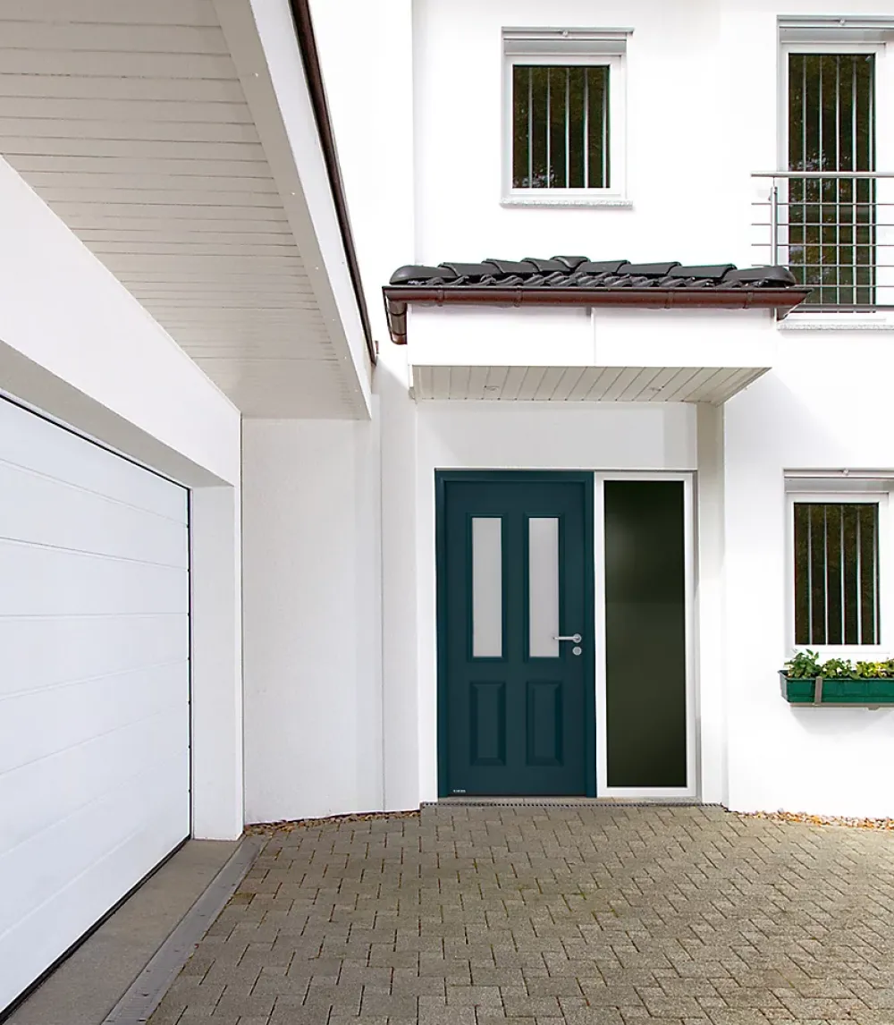 Hormann Porte d'entrée Hörmann acier galvanisé l.90 x h.215 cm poussant gauche THP410S gris anthracite ral 7016- Porte D'Entrée