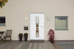 Hormann Porte d'entrée Hörmann acier galvanisé l.90 x h.215 cm poussant gauche THP700N blanc ral 9016- Porte D'Entrée