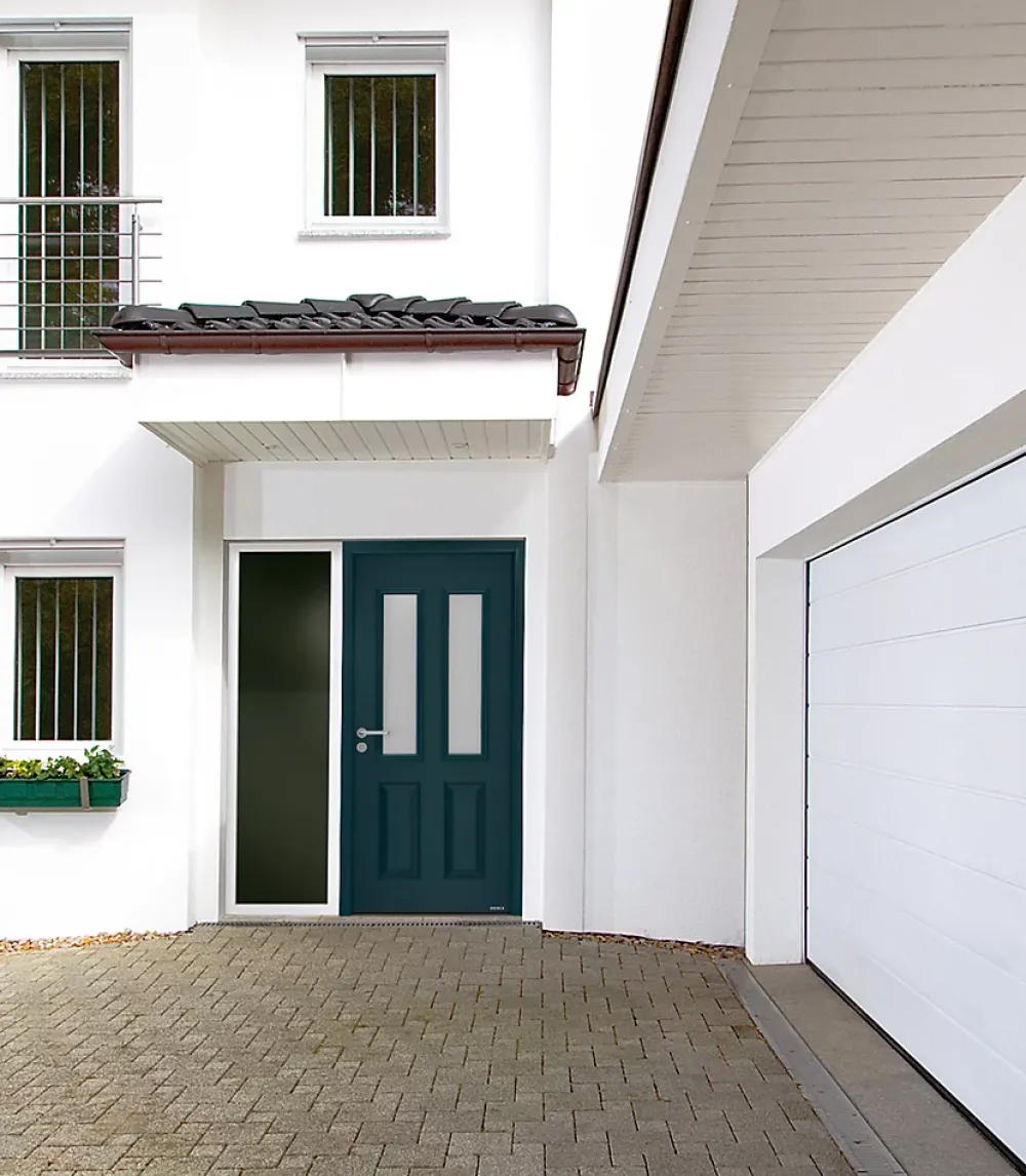 Hormann Porte d'entrée Hörmann acier galvanisé l.90 x h.215 cm poussant droit THP410S gris anthracite ral 7016- Porte D'Entrée