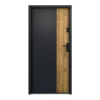 Vente-unique Porte D'Entrée<Porte d'entrée pleine en acier H207 x L100 cm - Noir et effet chêne - épaisseur 55 mm - poussant gauche - MABENA