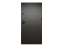 Vente-unique Porte D'Entrée<Porte d'entrée pleine en acier H207 x L100 cm - Noir et effet chêne - épaisseur 55 mm - poussant gauche - MABENA