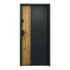 Vente-unique Porte d'entrée pleine en acier H207 x L100 cm - Noir et effet chêne - épaisseur 55 mm - poussant droit - MABENA- Porte D'Entrée