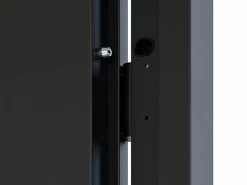 Vente-unique Porte d'entrée pleine en acier H207 x L100 cm - Noir et effet chêne - épaisseur 55 mm - poussant droit - MABENA- Porte D'Entrée