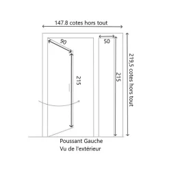 Gd Menuiseries Porte D'Entrée<Porte D'entrée Tiercée Bois Vitrée Marine H215 X L140 Côte Tableau P. Gauche
