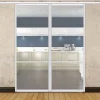 MySystem Porte double coulissante H 2088 x L 867 mm - 3 verres horizontaux - trempé 6 mm clair - blanc- Porte Coulissante