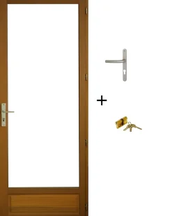 Gd Menuiseries Porte Fenetre Bois 1 Vantail H205 X L80 Côte Tableau Tirant Droite, Poignee, Barillet (ref 01245f924)- Porte-Fenêtre En Bois