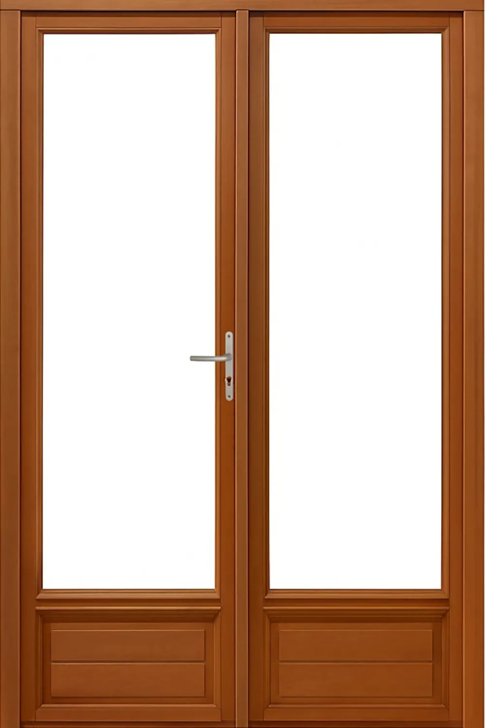 Gd Menuiseries Porte Fenetre Bois 2 Vantaux H.215 X L.120 Côte Tableau, Poignee, Barillet (ref 01245f924)- Porte-Fenêtre En Bois