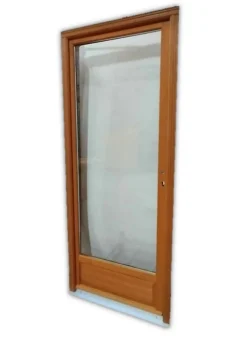 Gd Menuiseries Porte Fenetre Bois 1 Vantail H215 X L90 Côte Tableau Tirant Droite, Poignee, Barillet (ref 01245f924)- Porte-Fenêtre En Bois