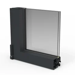GoodHome Porte-Fenêtre En Aluminium<Porte fenêtre alu 1 vantail + volet roulant électrique gris - l.80 x h.215 cm, tirant droit