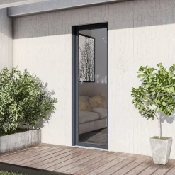 GoodHome Porte-Fenêtre En Aluminium<Porte fenêtre alu 1 vantail + volet roulant électrique gris - l.80 x h.215 cm, tirant droit