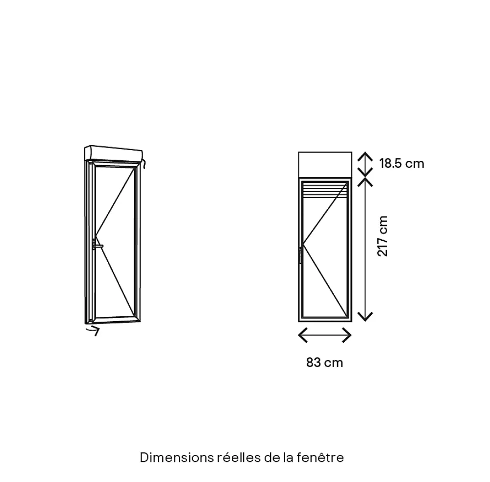 GoodHome Porte-Fenêtre En Aluminium<Porte fenêtre alu 1 vantail + volet roulant électrique gris - l.80 x h.215 cm, tirant droit