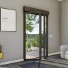 GoodHome Porte fenêtre alu 2 vantaux + volet roulant électrique gris - l.140 x h.215 cm, tirant droit- Porte-Fenêtre En Aluminium