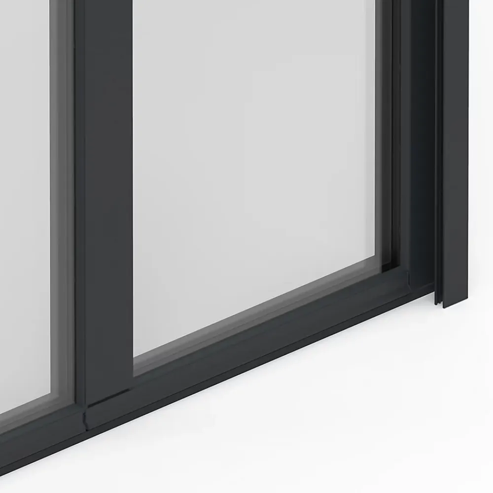 GoodHome Porte fenêtre alu 2 vantaux + volet roulant électrique gris - l.140 x h.215 cm, tirant droit- Porte-Fenêtre En Aluminium