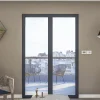 GoodHome Porte-Fenêtre En Aluminium<Porte fenêtre alu 2 vantaux gris - l.120 x h.215 cm, tirant droit