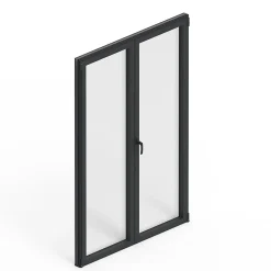 GoodHome Porte-Fenêtre En Aluminium<Porte fenêtre alu 2 vantaux gris - l.120 x h.215 cm, tirant droit