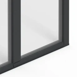GoodHome Porte-Fenêtre En Aluminium<Porte fenêtre alu 2 vantaux gris - l.120 x h.215 cm, tirant droit