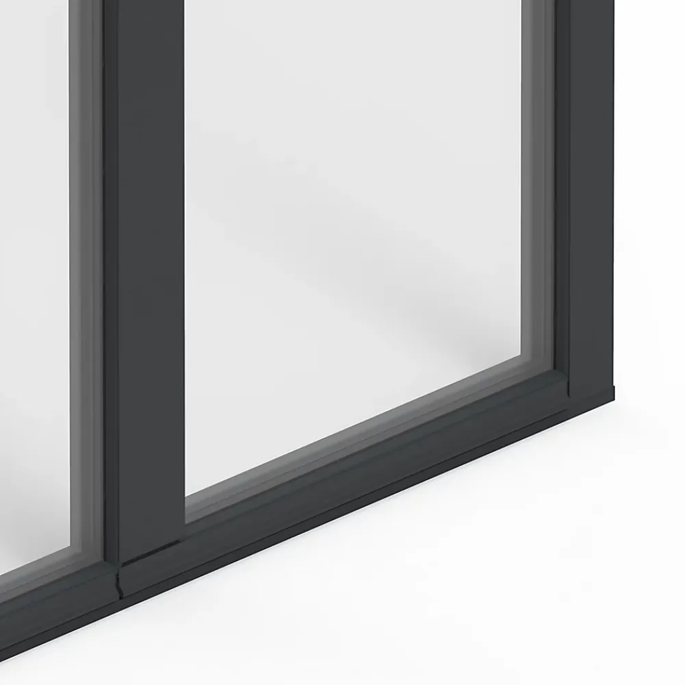 GoodHome Porte-Fenêtre En Aluminium<Porte fenêtre alu 2 vantaux gris - l.120 x h.215 cm, tirant droit