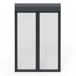 GoodHome Porte fenêtre alu 2 vantaux + volet roulant électrique gris - l.120 x h.215 cm, tirant droit- Porte-Fenêtre En Aluminium