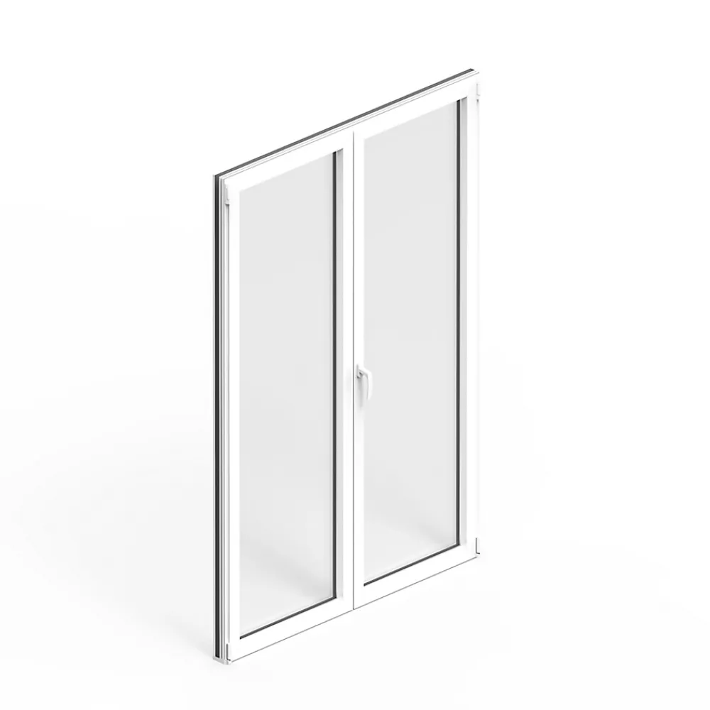 GoodHome Porte fenêtre alu 2 vantaux blanc - l.120 x h.215 cm, tirant droit- Porte-Fenêtre En Aluminium