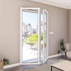 GoodHome Porte fenêtre alu 2 vantaux blanc - l.120 x h.215 cm, tirant droit- Porte-Fenêtre En Aluminium